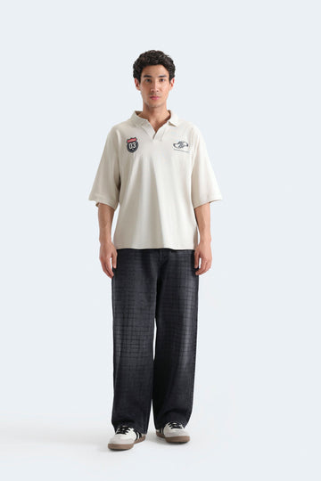 Slogan Print Polo Shirt