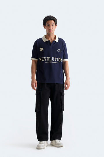 Slogan Print Polo Shirt