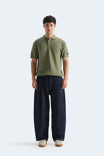 Textured Knit Polo Shirt