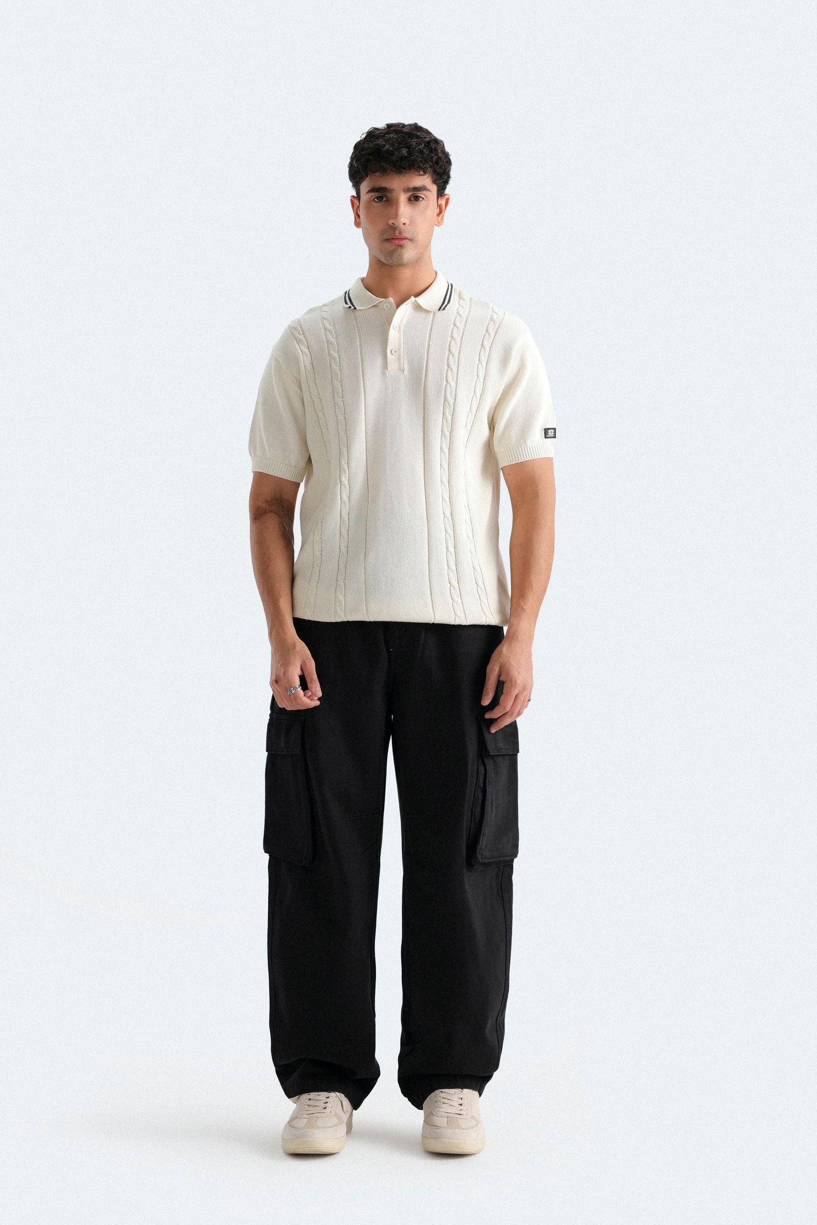 Cable Knit Polo Shirt
