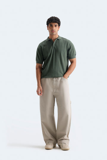 Striped Polo Shirt With Label Patch