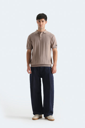 Textured Knit Polo Shirt