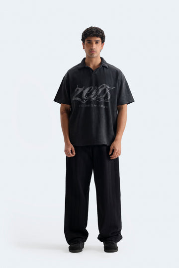 Washed Out Slogan Print Polo Shirt