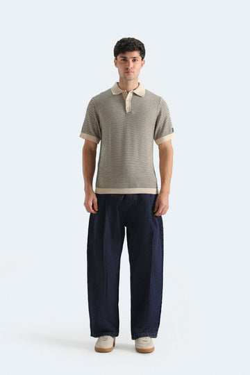 Textured Knit Polo Shirt