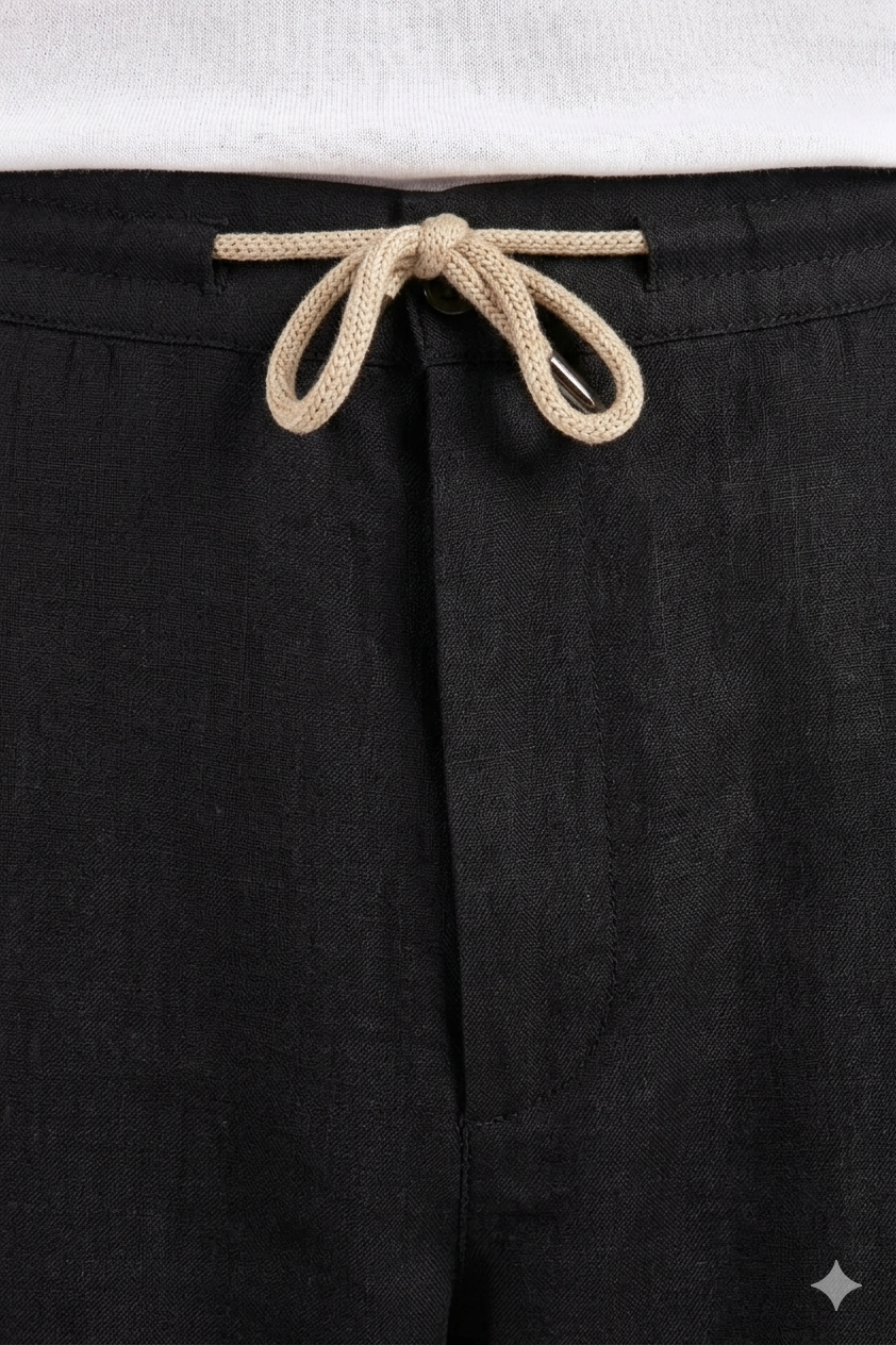Schwarze Drawstring-Hose