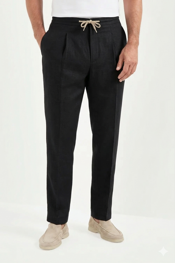 Schwarze Drawstring-Hose