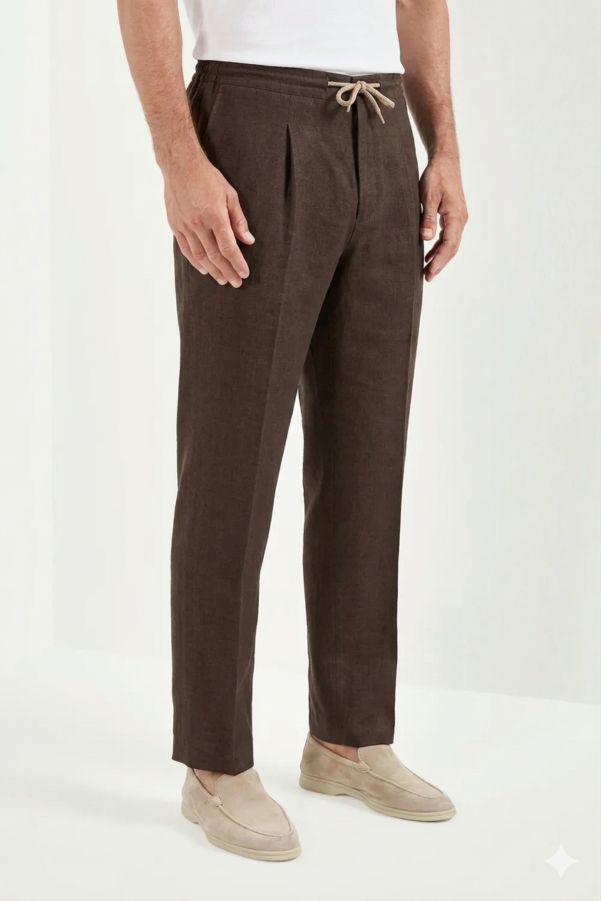 Dunkelbraune Drawstring-Hose
