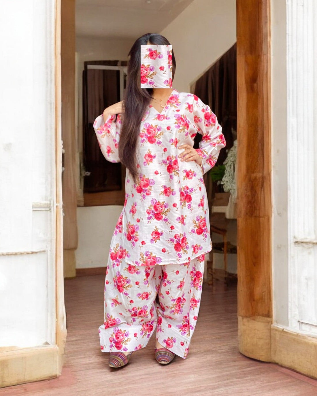 Farshi Shalwar – Digital Printed 2-Piece Khaddar Dress (Stitched) 002