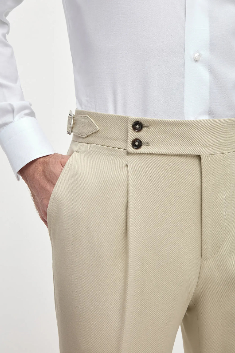 Beige Baumwoll-Gurkha Hose