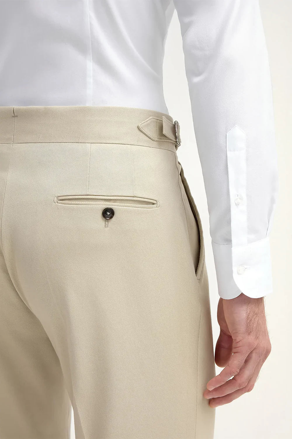 Beige Baumwoll-Gurkha Hose