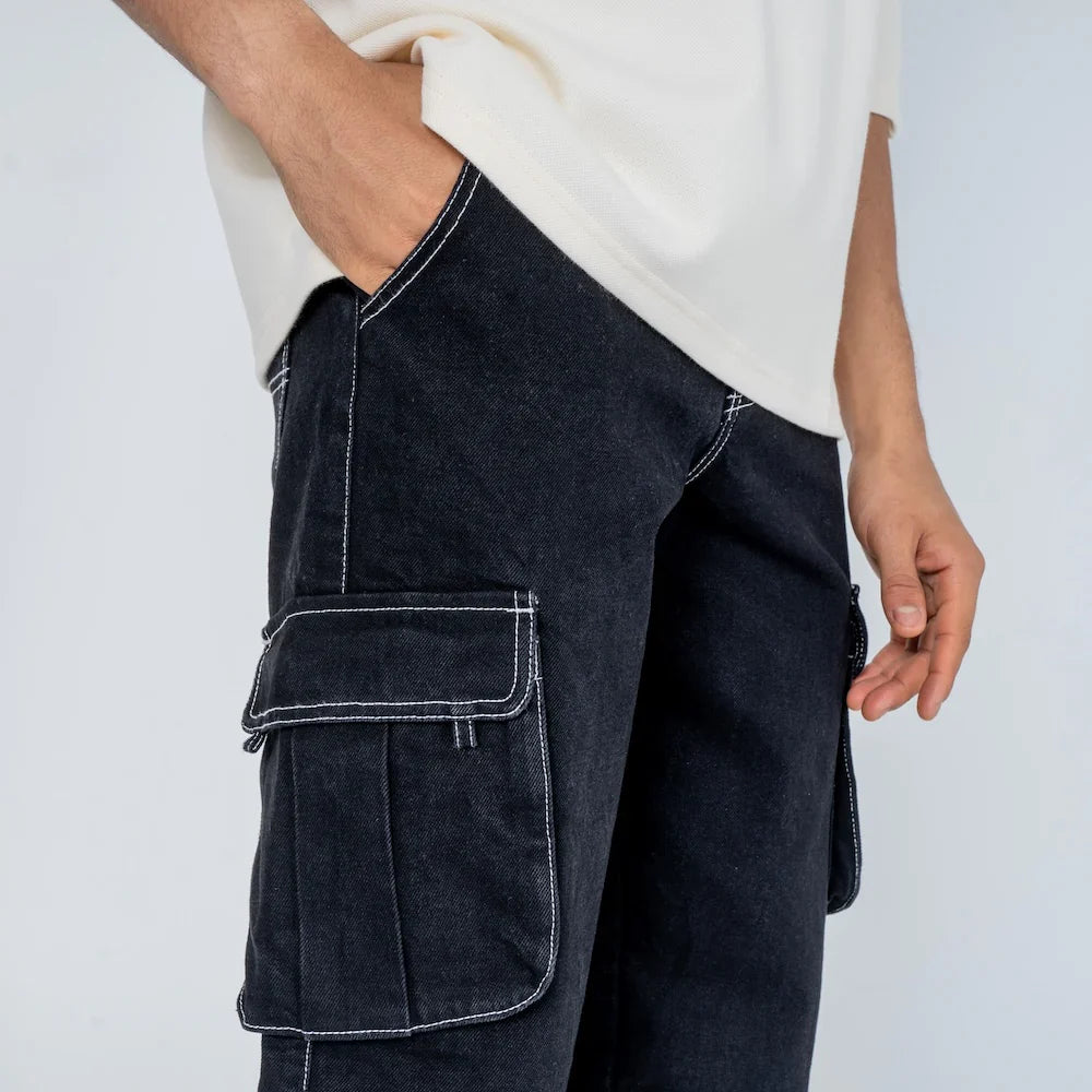Schwarze Cargo Baggy Jeans