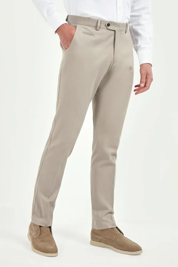 Greige Hose aus Baumwolle & Kaschmi
